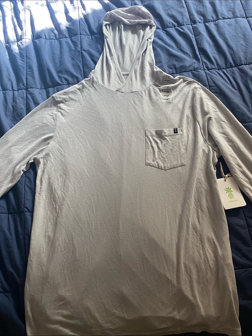 Bella Canvas Light Gray Hooded Pocket Shirt
